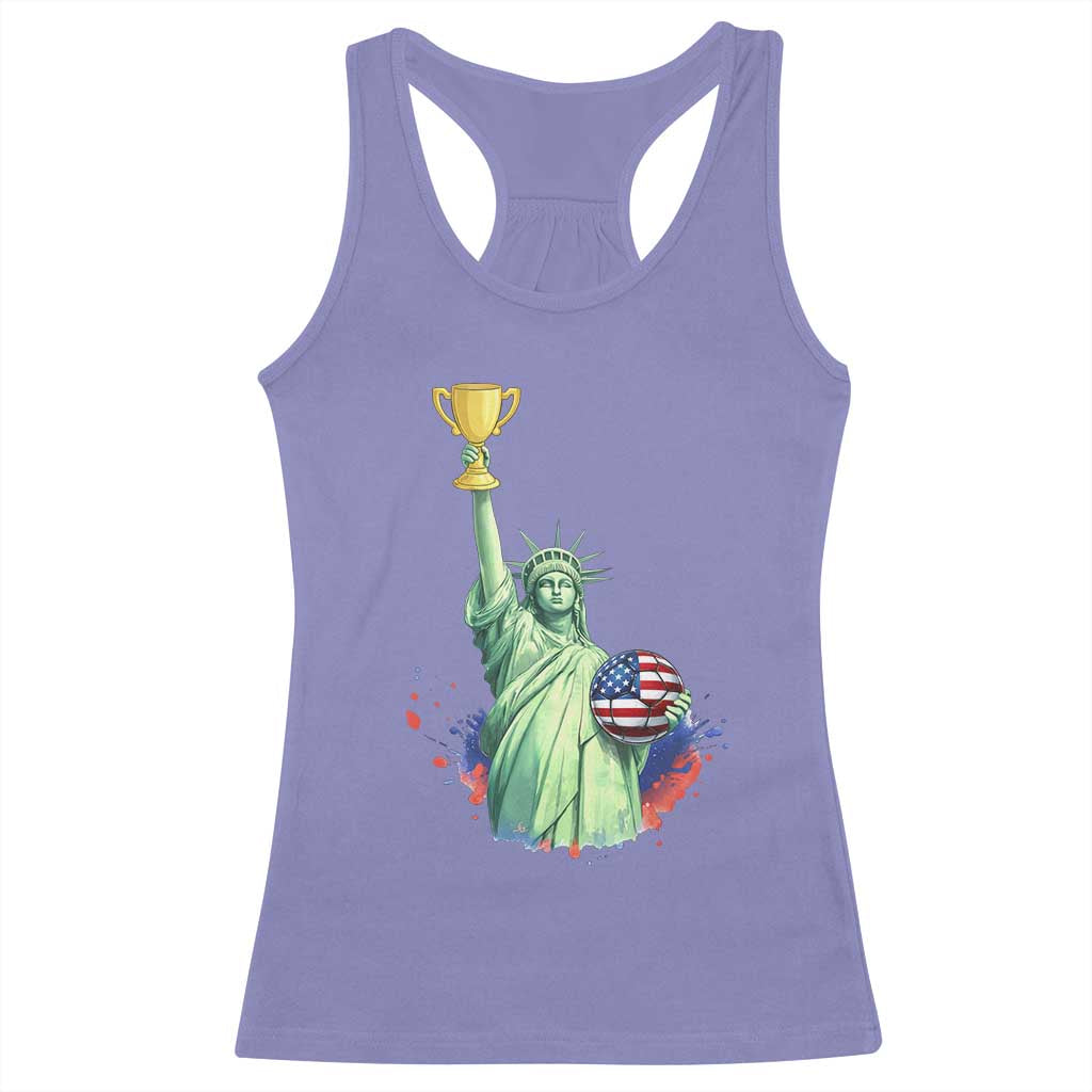 Statue Of Liberty Soccer Cup Racerback Tank Top USA Soccer Lover Gift TS12 Violet Print Your Wear