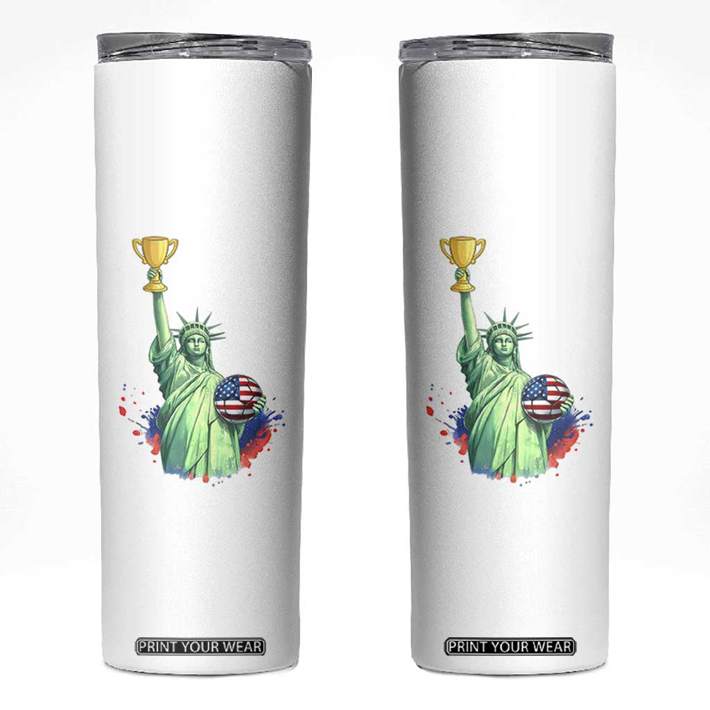 Statue Of Liberty Soccer Cup Skinny Tumbler USA Soccer Lover Gift TS12 White Print Your Wear