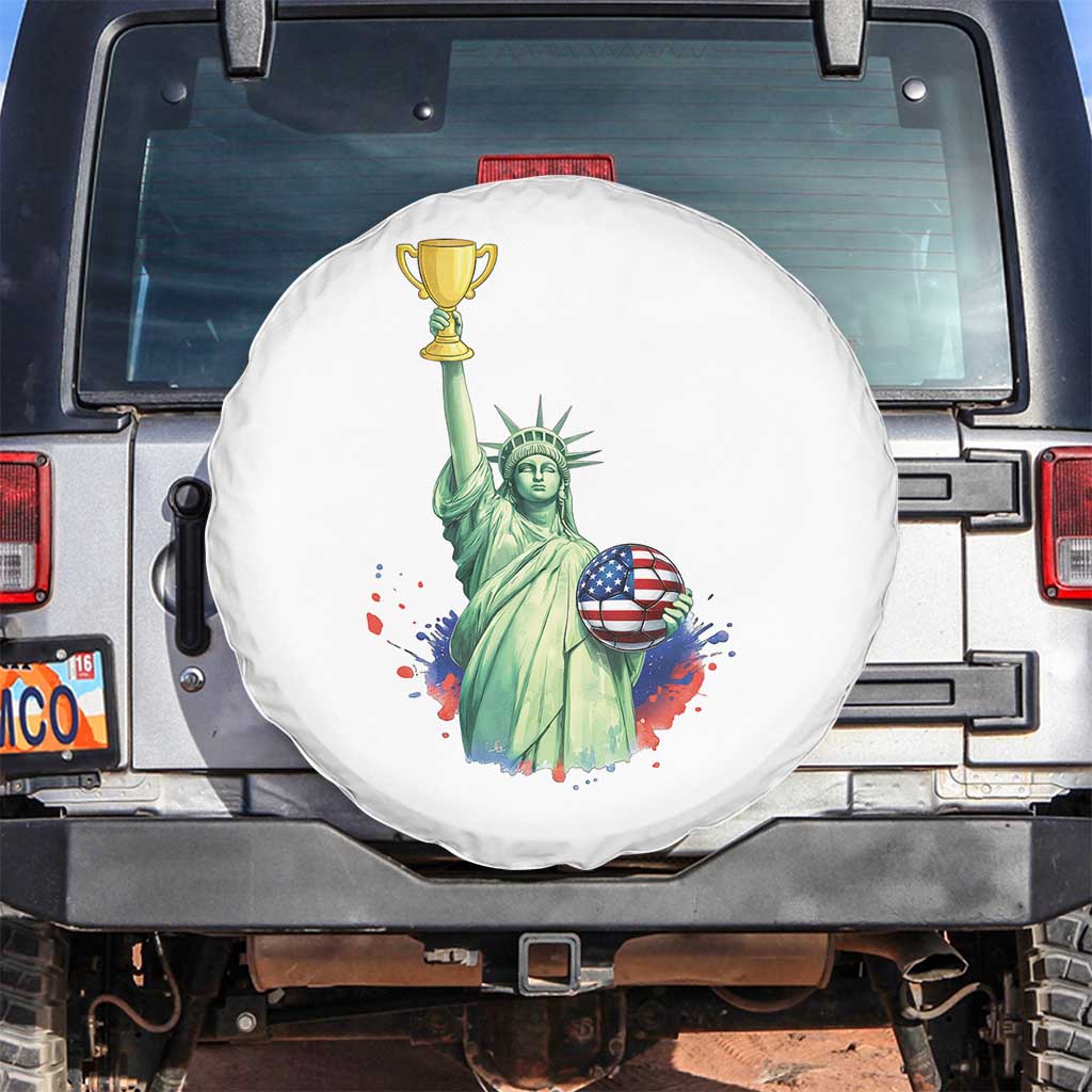 Statue Of Liberty Soccer Cup Spare Tire Cover USA Soccer Lover Gift TS12 No hole White Print Your Wear