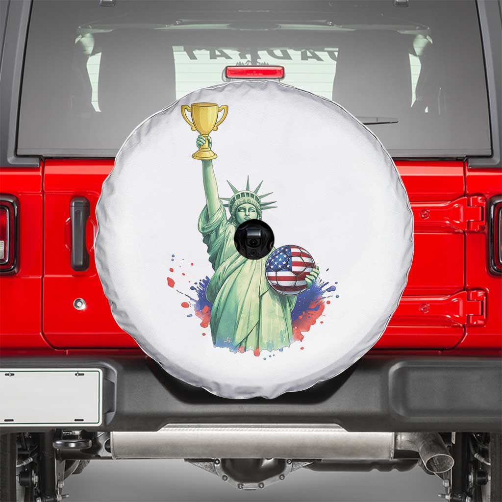 Statue Of Liberty Soccer Cup Spare Tire Cover USA Soccer Lover Gift TS12 White Print Your Wear