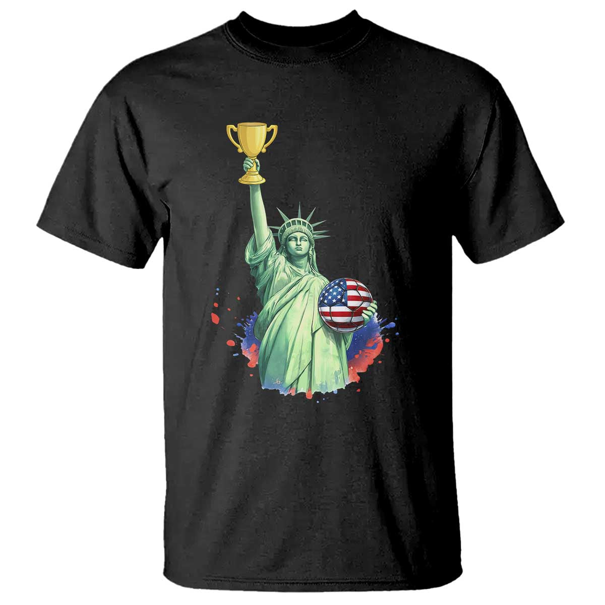 Statue Of Liberty Soccer Cup T Shirt USA Soccer Lover Gift TS12 Black Print Your Wear