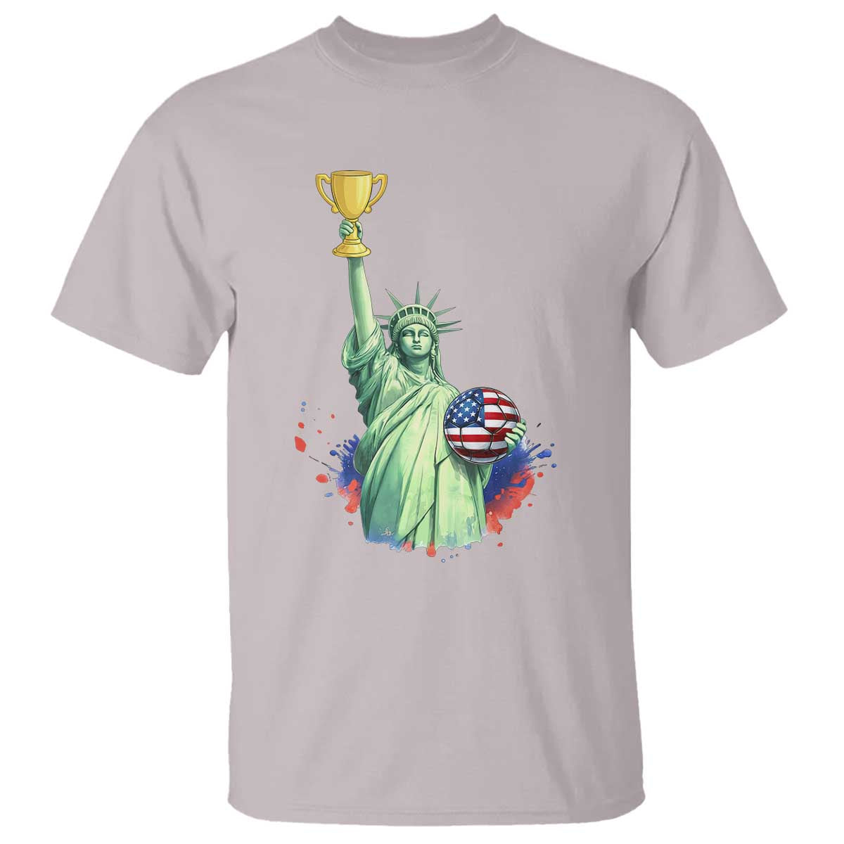 Statue Of Liberty Soccer Cup T Shirt USA Soccer Lover Gift TS12 Ice Gray Print Your Wear