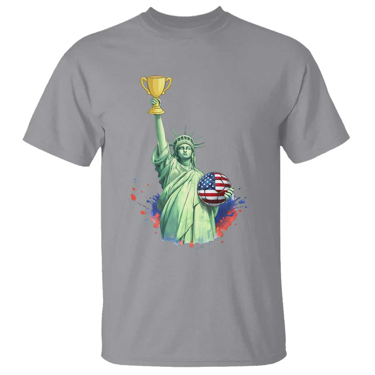 Statue Of Liberty Soccer Cup T Shirt USA Soccer Lover Gift TS12 Sport Gray Print Your Wear