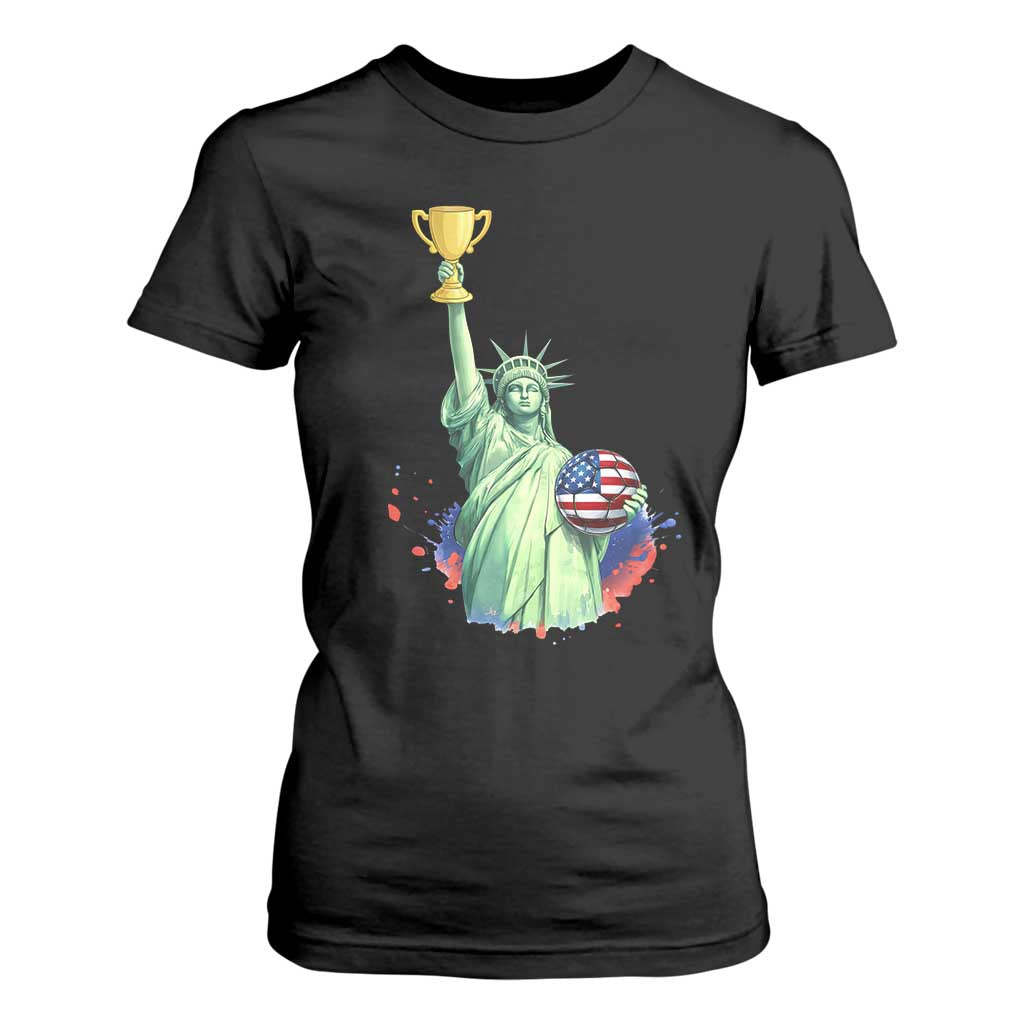 Statue Of Liberty Soccer Cup T Shirt For Women USA Soccer Lover Gift TS12 Black Print Your Wear