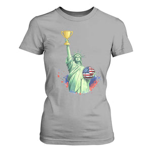 Statue Of Liberty Soccer Cup T Shirt For Women USA Soccer Lover Gift TS12 Sport Gray Print Your Wear