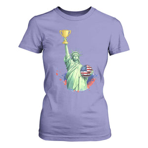Statue Of Liberty Soccer Cup T Shirt For Women USA Soccer Lover Gift TS12 Violet Print Your Wear