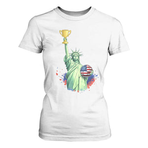 Statue Of Liberty Soccer Cup T Shirt For Women USA Soccer Lover Gift TS12 White Print Your Wear