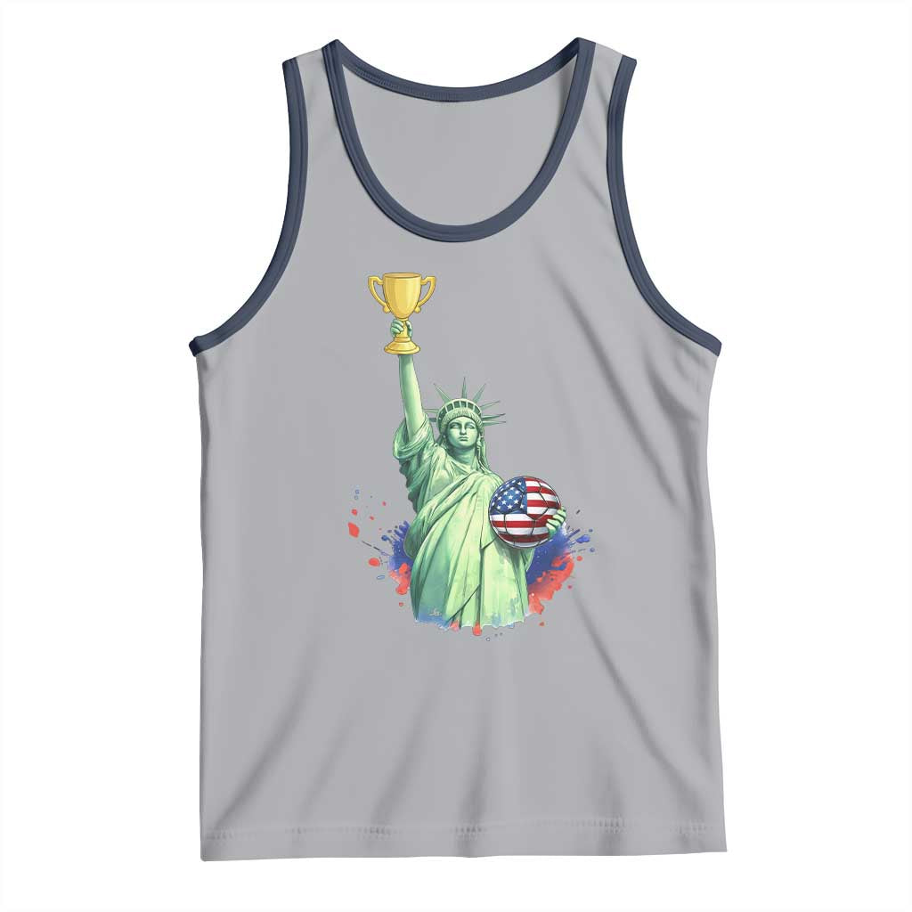 Statue Of Liberty Soccer Cup Tank Top USA Soccer Lover Gift TS12 Athletic Heather Navy Print Your Wear