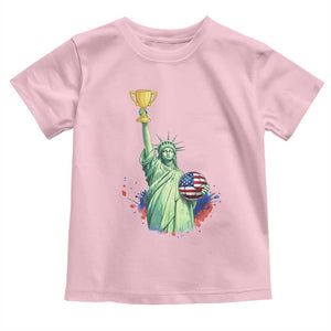 Statue Of Liberty Soccer Cup Toddler T Shirt USA Soccer Lover Gift TS12 Light Pink Print Your Wear