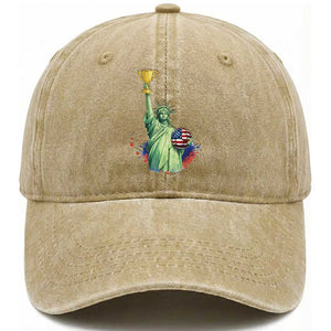 Statue Of Liberty Soccer Cup Washed Cotton Baseball Cap USA Soccer Lover Gift TS12 Print Your Wear