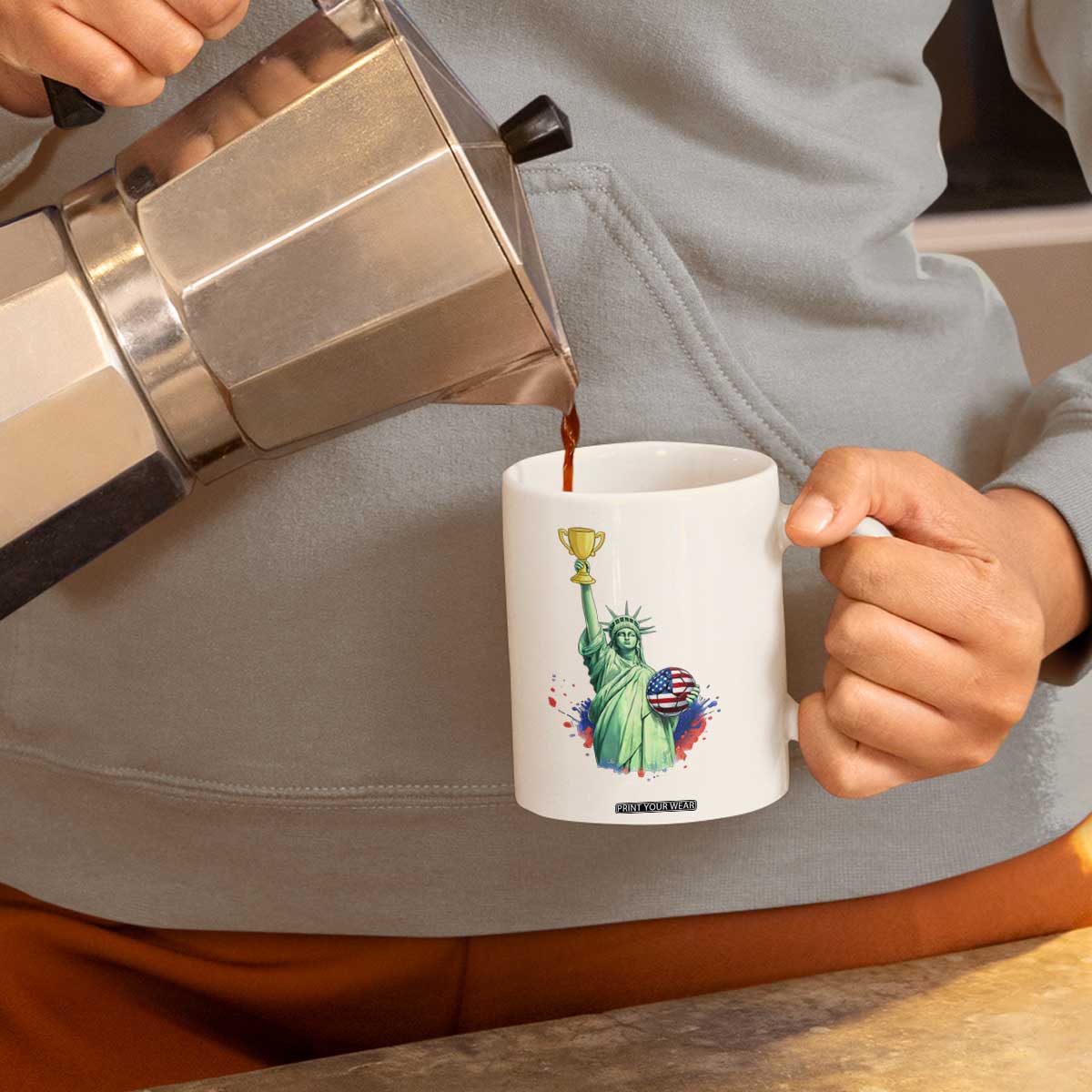 Statue Of Liberty Soccer Cup Coffee Mug USA Soccer Lover Gift TS12 Print Your Wear
