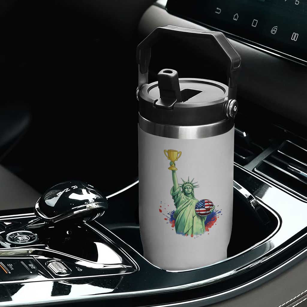 Statue Of Liberty Soccer Cup Flip Straw Tumbler USA Soccer Lover Gift TS12 Print Your Wear