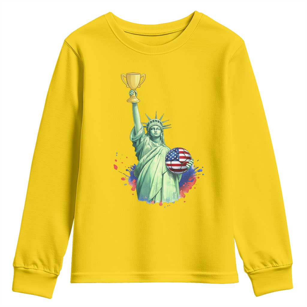 Statue Of Liberty Soccer Cup Youth Sweatshirt USA Soccer Lover Gift TS12 Daisy Print Your Wear