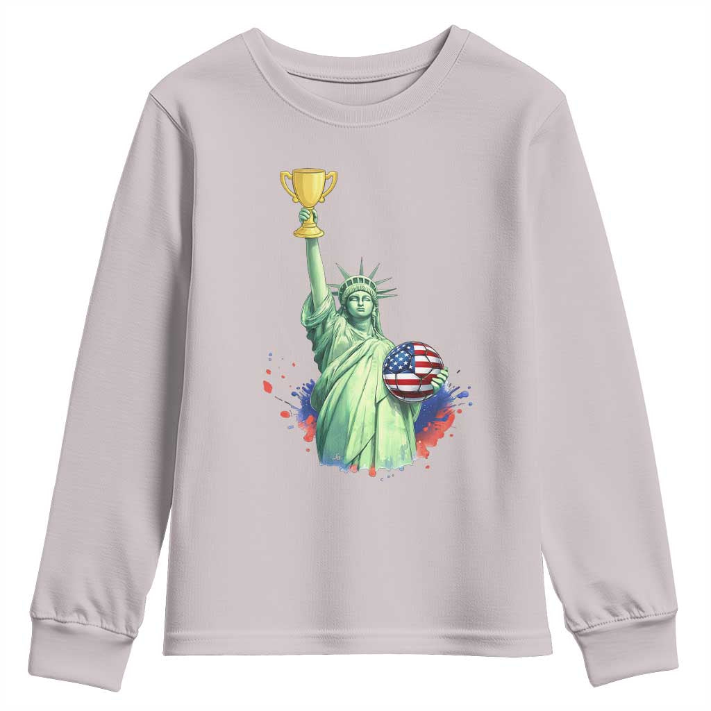 Statue Of Liberty Soccer Cup Youth Sweatshirt USA Soccer Lover Gift TS12 Ice Gray Print Your Wear