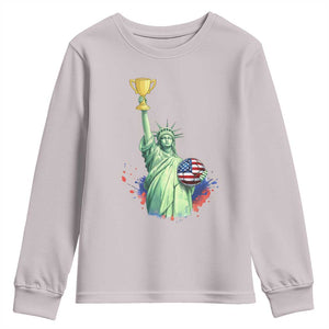 Statue Of Liberty Soccer Cup Youth Sweatshirt USA Soccer Lover Gift TS12 Ice Gray Print Your Wear
