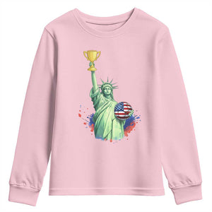 Statue Of Liberty Soccer Cup Youth Sweatshirt USA Soccer Lover Gift TS12 Light Pink Print Your Wear