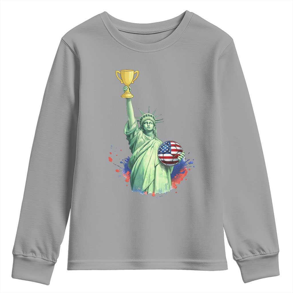 Statue Of Liberty Soccer Cup Youth Sweatshirt USA Soccer Lover Gift TS12 Sport Gray Print Your Wear