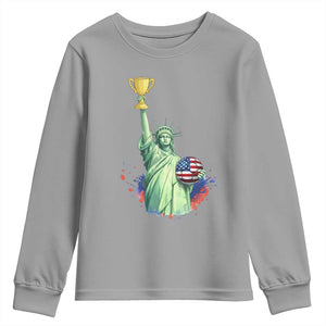 Statue Of Liberty Soccer Cup Youth Sweatshirt USA Soccer Lover Gift TS12 Sport Gray Print Your Wear