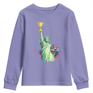 Statue Of Liberty Soccer Cup Youth Sweatshirt USA Soccer Lover Gift TS12 Violet Print Your Wear