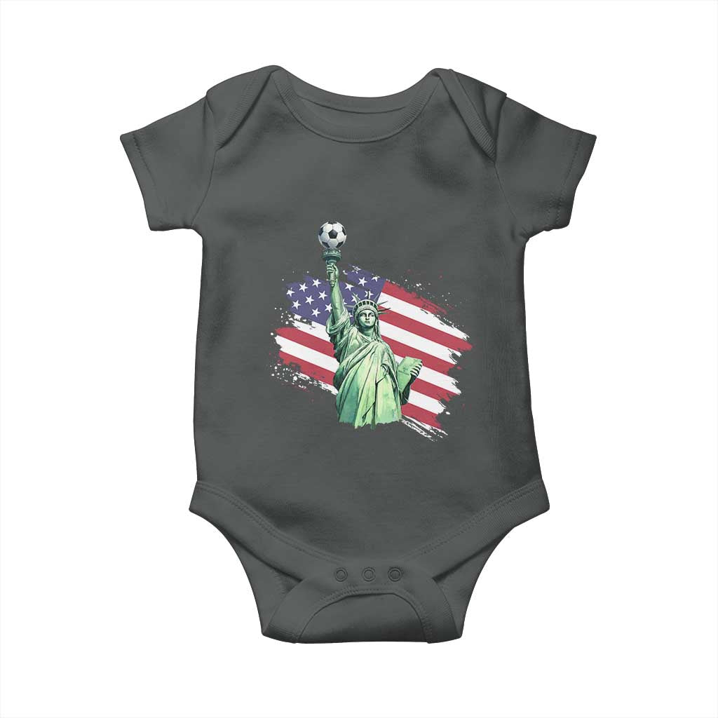 Statue Of Liberty Soccer Lover Baby Onesie New Yorker Fan Gift TS12 Dark Heather Print Your Wear