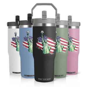 Statue Of Liberty Soccer Lover Flip Straw Tumbler New Yorker Fan Gift TS12 Print Your Wear