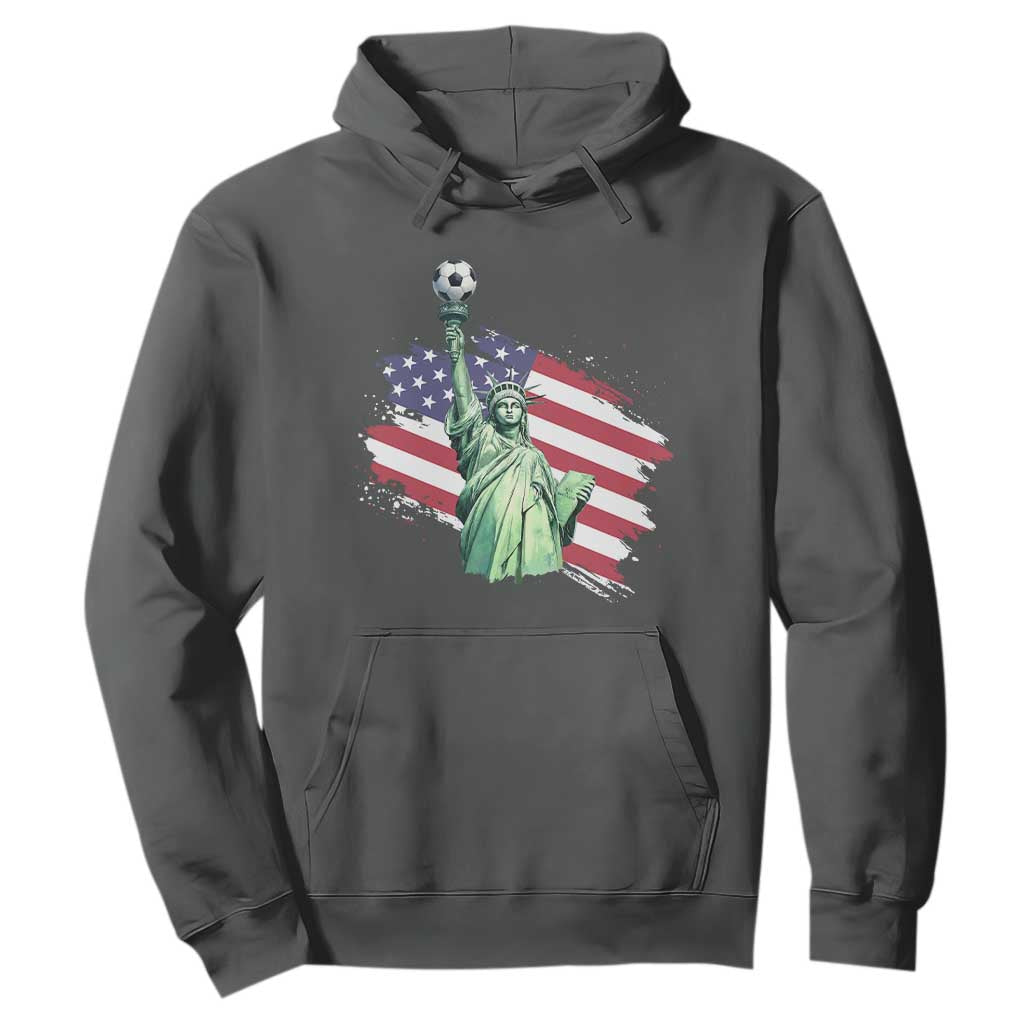 Statue Of Liberty Soccer Lover Hoodie New Yorker Fan Gift TS12 Dark Heather Print Your Wear