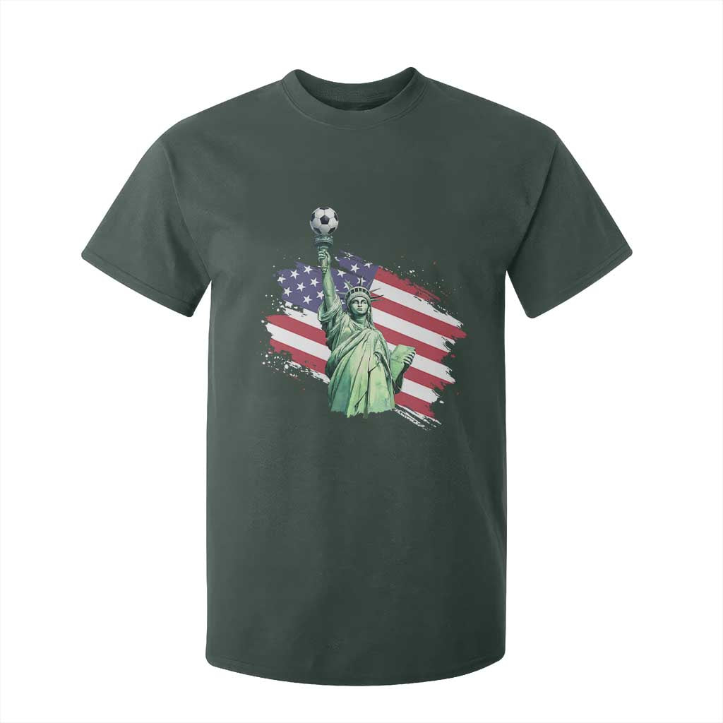 Statue Of Liberty Soccer Lover T Shirt For Kid New Yorker Fan Gift TS12 Dark Forest Green Print Your Wear