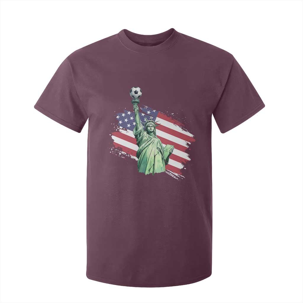 Statue Of Liberty Soccer Lover T Shirt For Kid New Yorker Fan Gift TS12 Maroon Print Your Wear