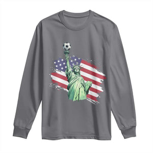Statue Of Liberty Soccer Lover Long Sleeve Shirt New Yorker Fan Gift TS12 Charcoal Print Your Wear