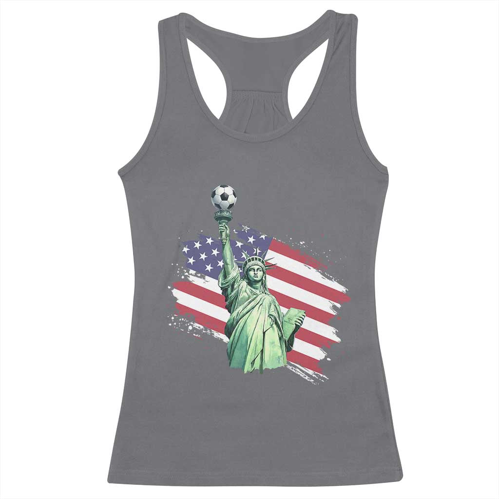 Statue Of Liberty Soccer Lover Racerback Tank Top New Yorker Fan Gift TS12 Charcoal Print Your Wear