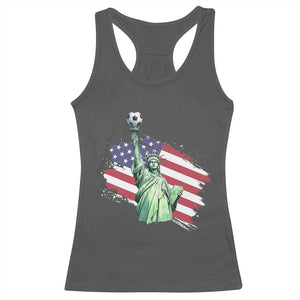 Statue Of Liberty Soccer Lover Racerback Tank Top New Yorker Fan Gift TS12 Dark Heather Print Your Wear