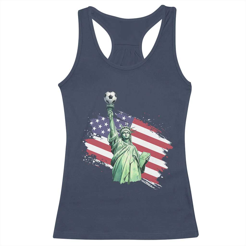 Statue Of Liberty Soccer Lover Racerback Tank Top New Yorker Fan Gift TS12 Navy Print Your Wear