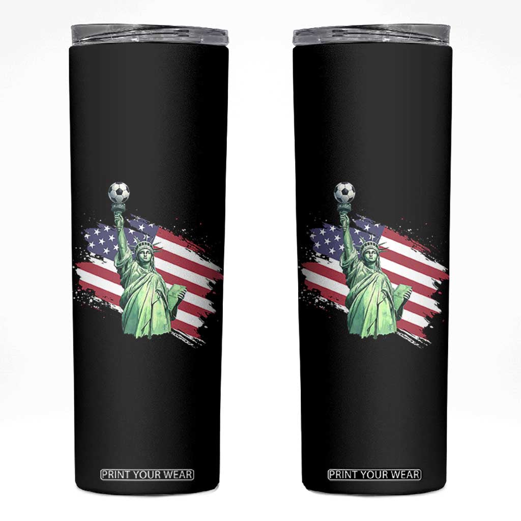 Statue Of Liberty Soccer Lover Skinny Tumbler New Yorker Fan Gift TS12 Black Print Your Wear