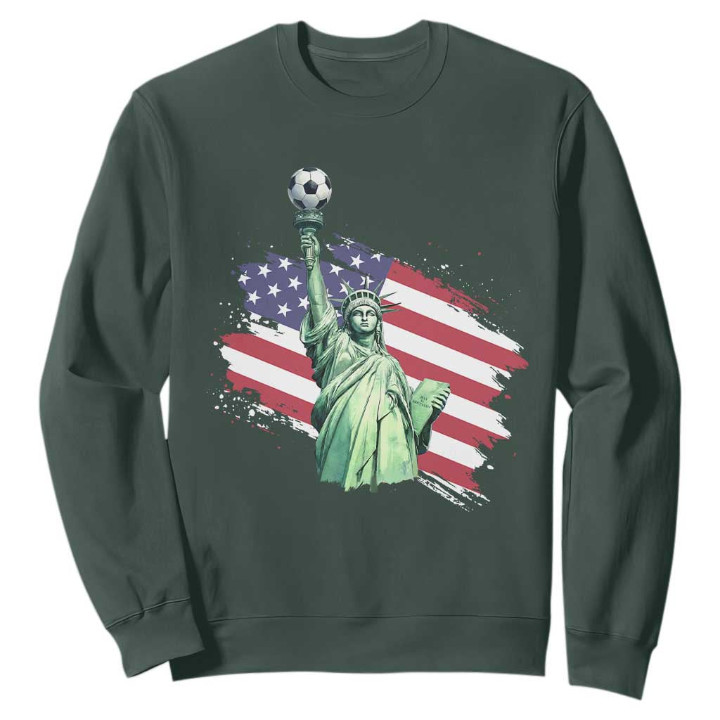 Statue Of Liberty Soccer Lover Sweatshirt New Yorker Fan Gift TS12 Dark Forest Green Print Your Wear
