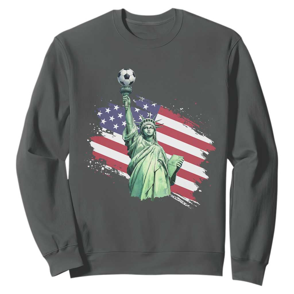Statue Of Liberty Soccer Lover Sweatshirt New Yorker Fan Gift TS12 Dark Heather Print Your Wear