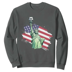 Statue Of Liberty Soccer Lover Sweatshirt New Yorker Fan Gift TS12 Dark Heather Print Your Wear
