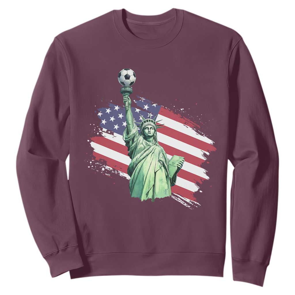 Statue Of Liberty Soccer Lover Sweatshirt New Yorker Fan Gift TS12 Maroon Print Your Wear