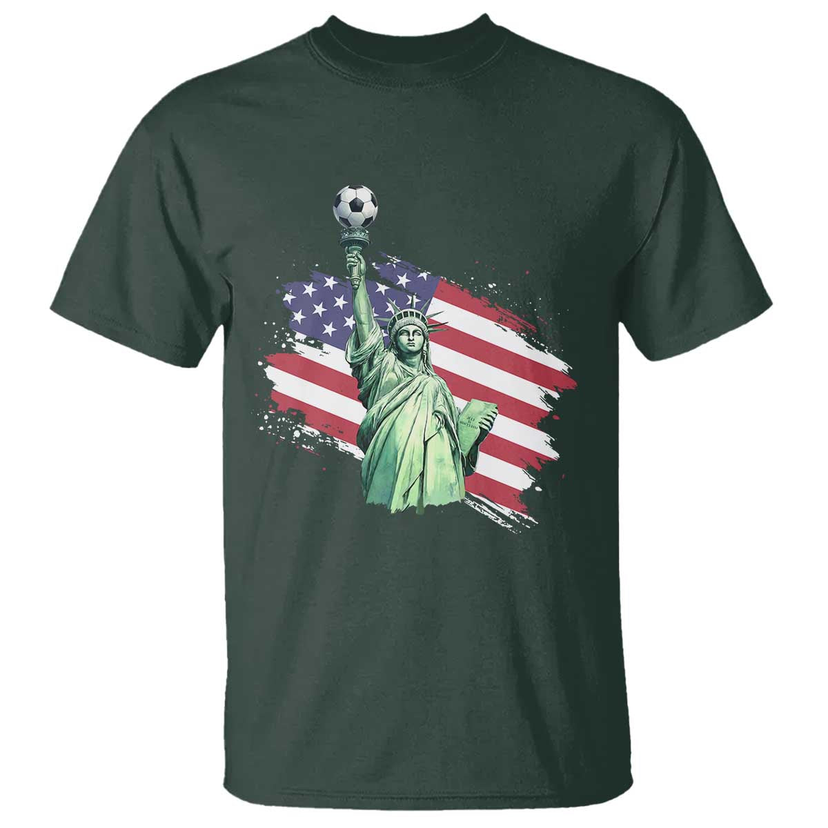 Statue Of Liberty Soccer Lover T Shirt New Yorker Fan Gift TS12 Dark Forest Green Print Your Wear