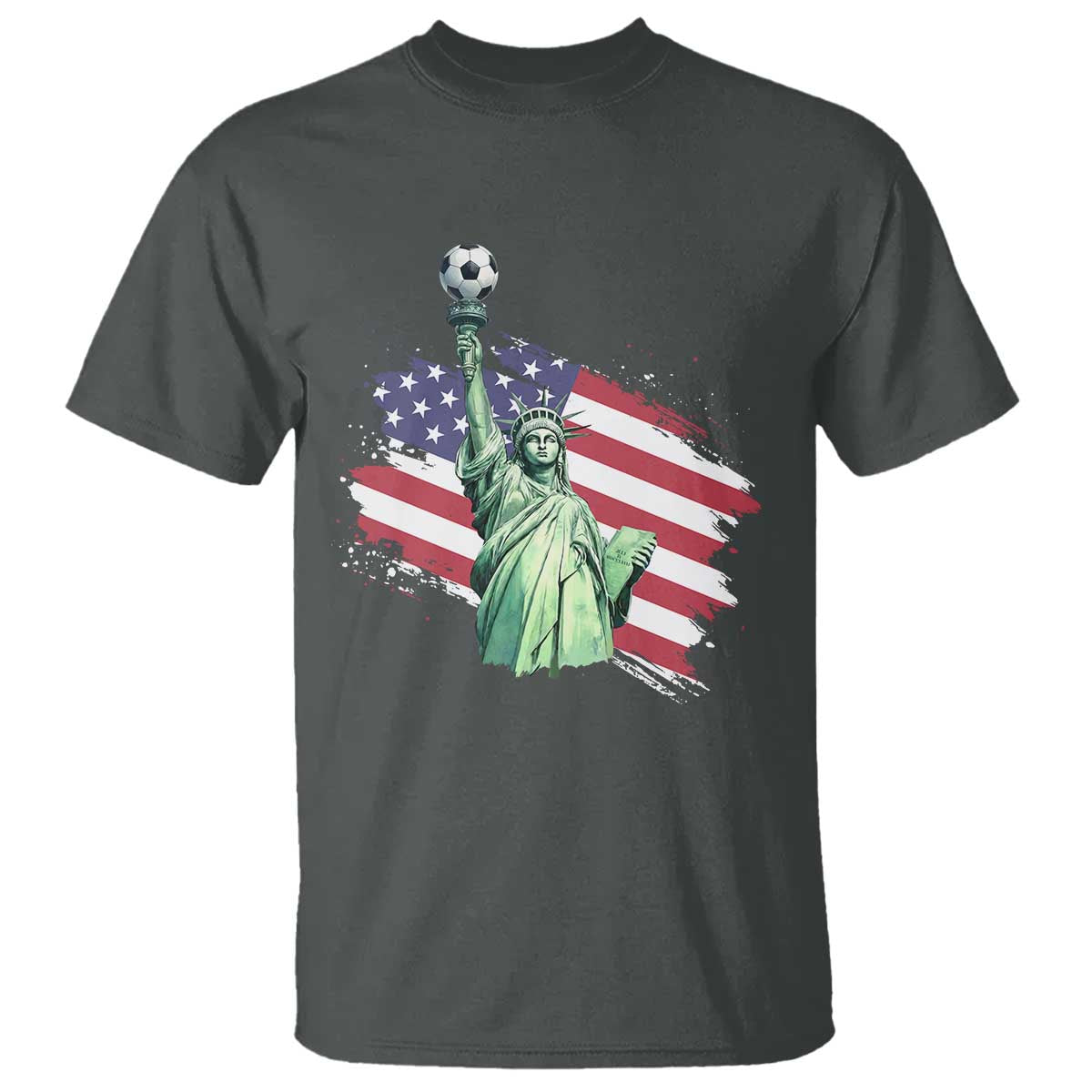 Statue Of Liberty Soccer Lover T Shirt New Yorker Fan Gift TS12 Dark Heather Print Your Wear