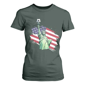 Statue Of Liberty Soccer Lover T Shirt For Women New Yorker Fan Gift TS12 Dark Forest Green Print Your Wear