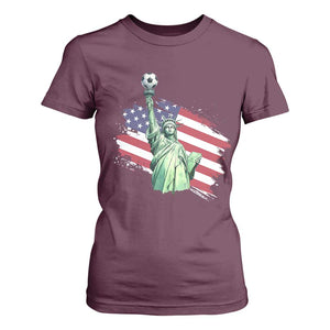 Statue Of Liberty Soccer Lover T Shirt For Women New Yorker Fan Gift TS12 Maroon Print Your Wear
