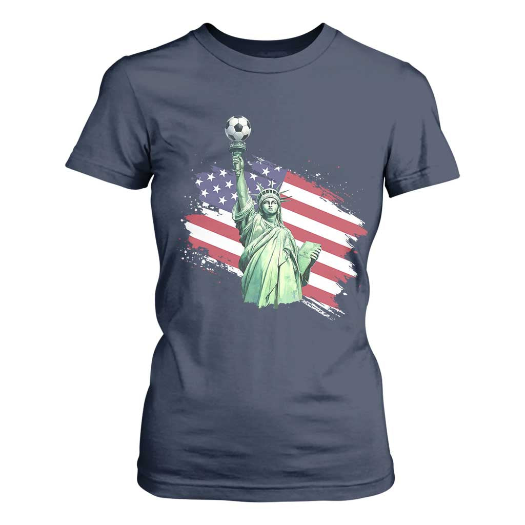 Statue Of Liberty Soccer Lover T Shirt For Women New Yorker Fan Gift TS12 Navy Print Your Wear