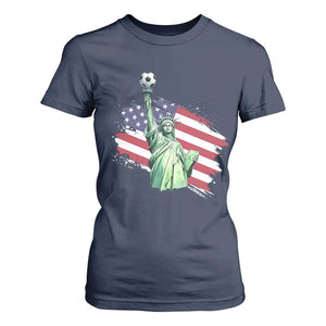Statue Of Liberty Soccer Lover T Shirt For Women New Yorker Fan Gift TS12 Navy Print Your Wear