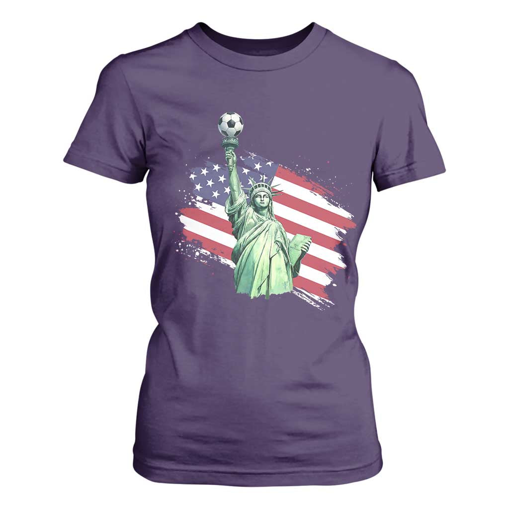 Statue Of Liberty Soccer Lover T Shirt For Women New Yorker Fan Gift TS12 Purple Print Your Wear