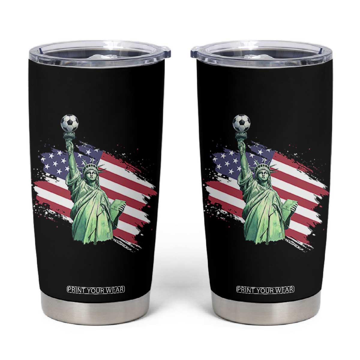 Statue Of Liberty Soccer Lover Tumbler Cup New Yorker Fan Gift TS12 Black Print Your Wear