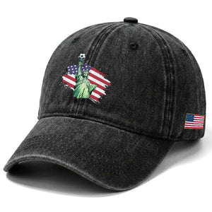 Statue Of Liberty Soccer Lover Washed Cotton Baseball Cap New Yorker Fan Gift TS12 Print Your Wear