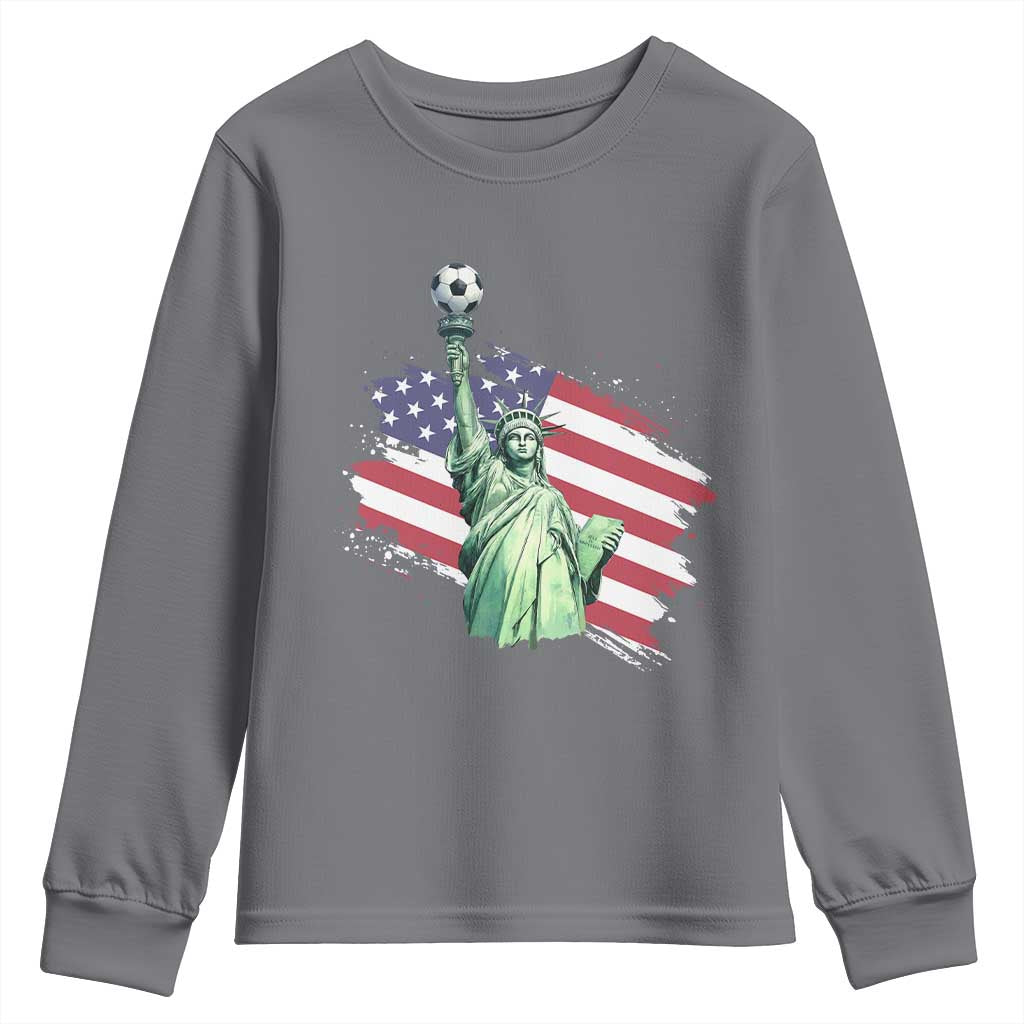 Statue Of Liberty Soccer Lover Youth Sweatshirt New Yorker Fan Gift TS12 Charcoal Print Your Wear