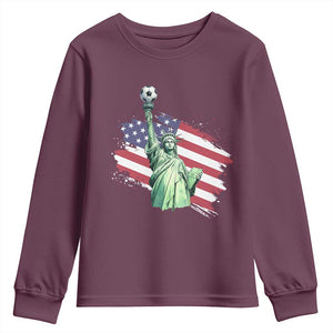 Statue Of Liberty Soccer Lover Youth Sweatshirt New Yorker Fan Gift TS12 Maroon Print Your Wear