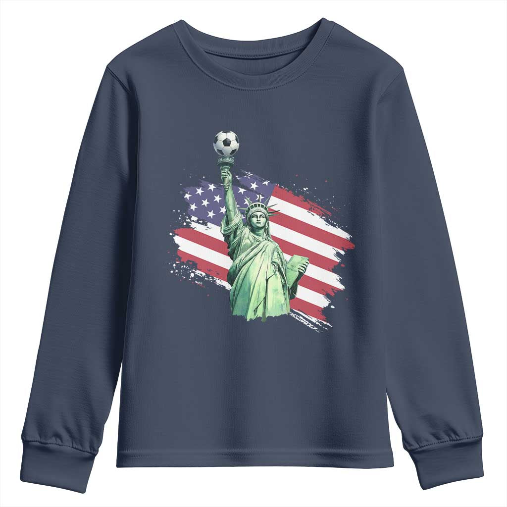 Statue Of Liberty Soccer Lover Youth Sweatshirt New Yorker Fan Gift TS12 Navy Print Your Wear