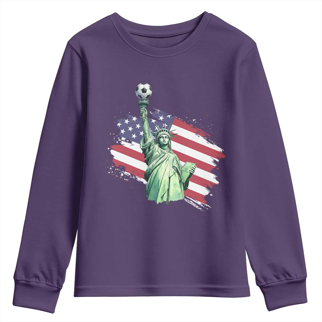Statue Of Liberty Soccer Lover Youth Sweatshirt New Yorker Fan Gift TS12 Purple Print Your Wear